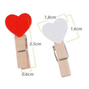 100 PCS Mini Wooden Clasps Heart (White + Red) Clamps Wooden Decoration Sma