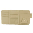 1x Beige Car Van Truck Sun Visor PU Sunshade Cards Pen Storage Bag Holder Case