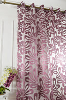 Purple Jacquard Big Flower Eyelet Curtain Sheer Living Room Valance 1x2.5M