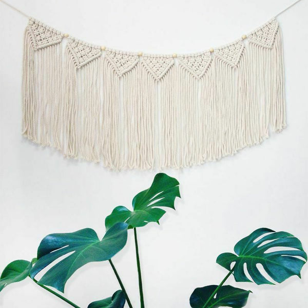 Macrame Woven Wall Hanging Curtain Fringe Garland Banner Shabby Chic Bohemi V8W7