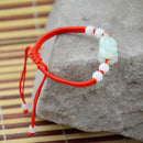 Chinese Pi Xiu Round Bead Feng Shui Natural Green Honey Jade Bracelet.