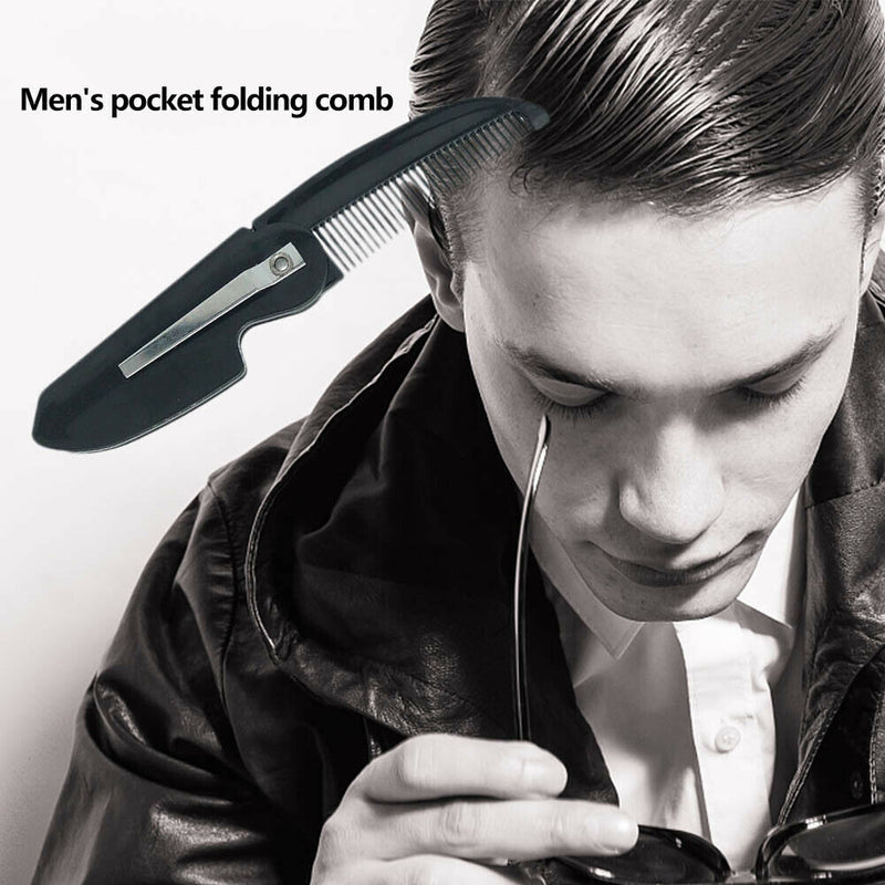 Man Woman Folding Portable Pocket Clip Beard Moustache Convenient Hair Comb