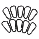 10Pieces Black D Shaped Aluminum Alloy Carabiner Hook Keychain Accessor Gw