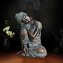 Bronze 23cm Sleeping Buddha Statue Hand Carved Seat Resting Sleep Napping