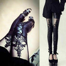 Hot Sell Sexy Women Faux Leather Gothic Punk Leggings New Lace Trousers Pan