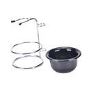Stainless Steel Shaving Brush Stand Razor Holder Black Shaving Bowl Mug Set  OZ