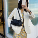 Candy Color Women Handbag Leather Elegant Chain Shoulder Tote Bag (Black)