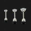 1 Set Of 3 Size 316L Surgical Steel Stars Clear Zirconic Cartilaginous Ear