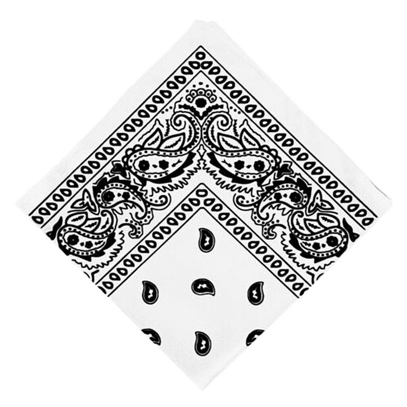 Women Men Cotton Paisley Bandana Head Wrap Headband Hair Band Kerchief White