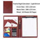 Dark Brown Office Folder A4 Multi-Function Binder Plywood Pu Belt Manager P Z8R6