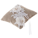 Retro Engagement Wedding Ring Pillow Flower Pearls Cushion Bearer Holder