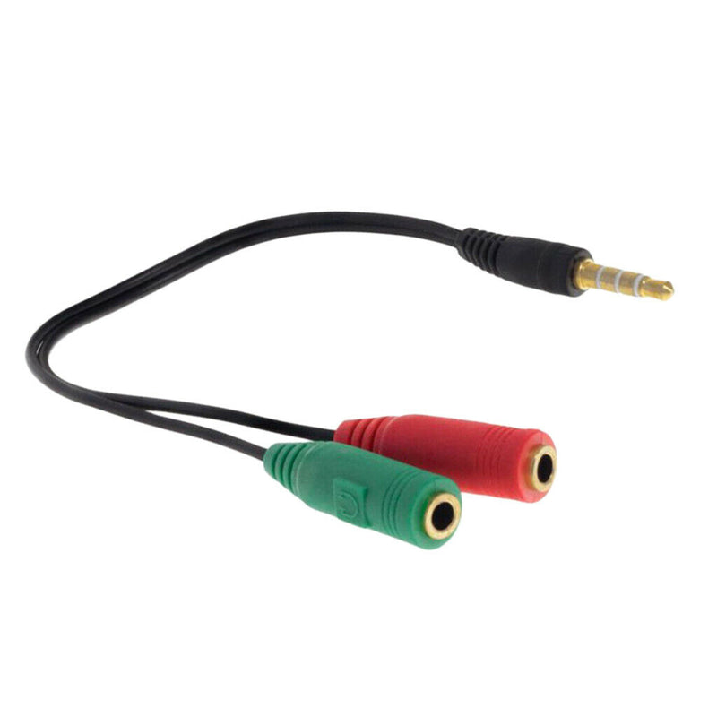8" Black PVC 3.5mm Headphone Female to Dual Male Audio Splitter Connector
