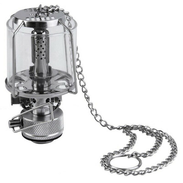 Outdoor Camping Lantern Portable Gas Light Tent Lamp Torch Hanging Glass La