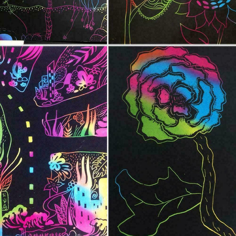 16K Colorful Scratch Paper Kids Creative Magic Drawing Paper With Scratch P E0Z2