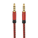 1.5M Red Nylon Braid 3.5mm Plug Male To Male Aux Extension Cable For Phone