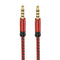 1.5M Red Nylon Braid 3.5mm Plug Male To Male Aux Extension Cable For Phone