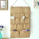 13 Pockets Hanging Organizer Linen Cotton Fabric Wall Door Closet Hanging S J6D8