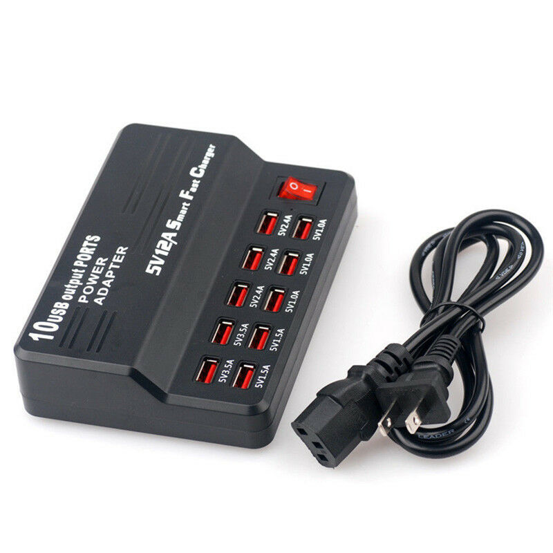 10Ports Fast USB Charging Station Power Adapter Wall Travel Desktop Charger N Gw