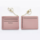 Short Leather ID Credit Card Holder Casual Wallets Coin Purse with Keychain