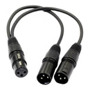 Audio Balance 3-Pin XLR Female To Dual 2 Male Splitter Microphone Cable