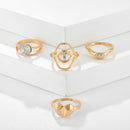 4pcs Crystal Rhinestone Women Geometric Finger Ring Jewelry Wedding Gifts A