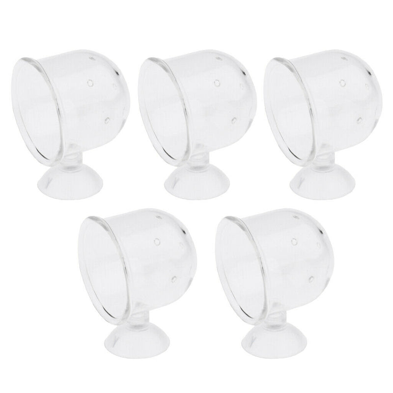 5Pcs Aquarium Fish Tank Feeding Glass Cup Aquatic Plant Crystal Holder Feeder