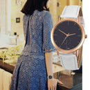 Lady Quartz Watch Fashion Casual Personality Elegant Watch w/ PU Leather Strap