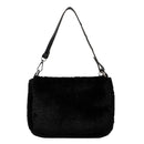Plush Underarm Pack Shoulder Messenger Bag Women Soft Fluffy Totes (Black)