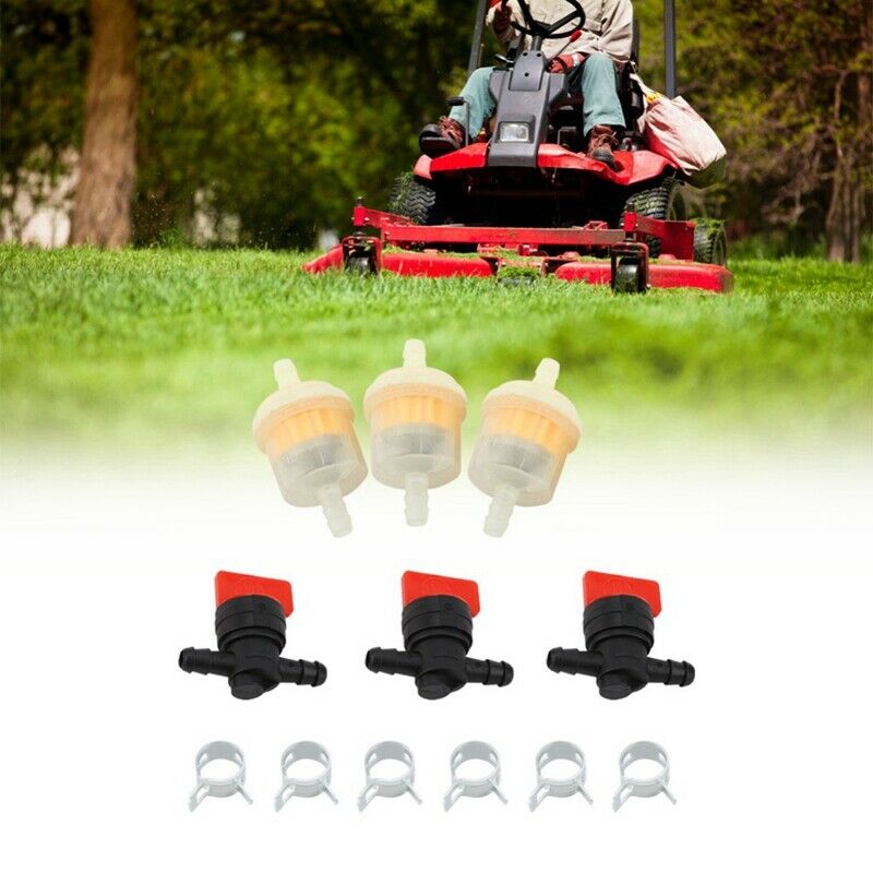 3Pcs/Set Fuel Gas Tank Shut Off Valves Filters Clamps Garden Brush Cutter L