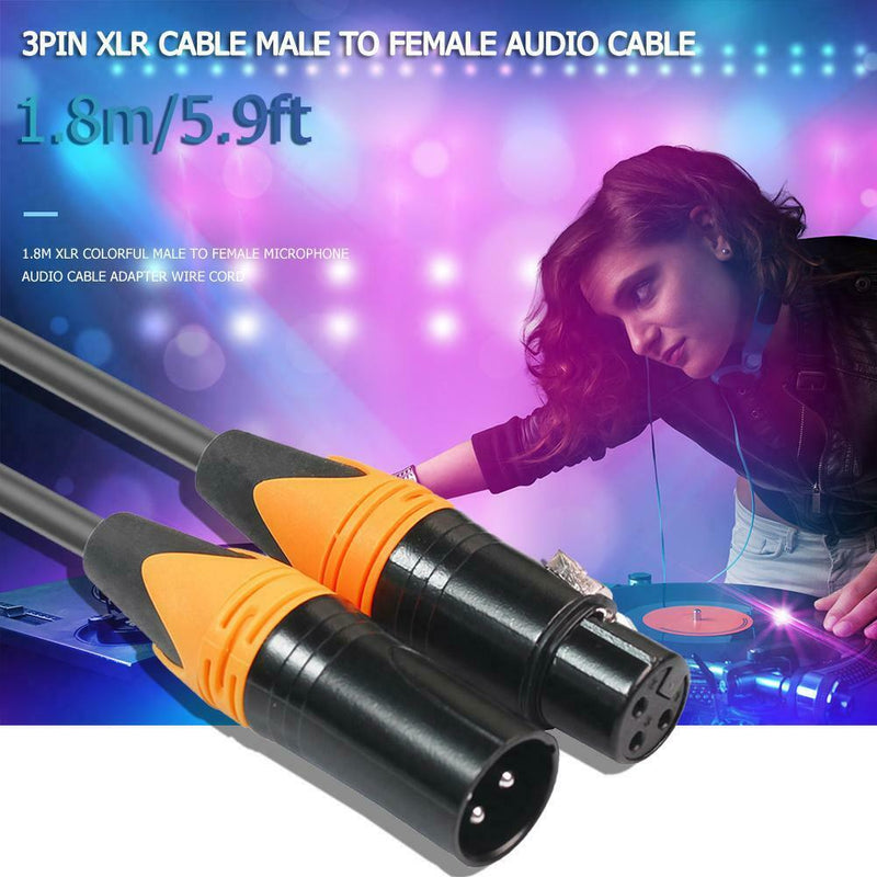 1.8m XLR Male to Female Microphone Audio Cable Adapter Wire Cord (Orange) A