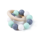 Nursing Bracelets Wooden Ring Baby Teether Silicone Chew Beads Toys (Blue) A
