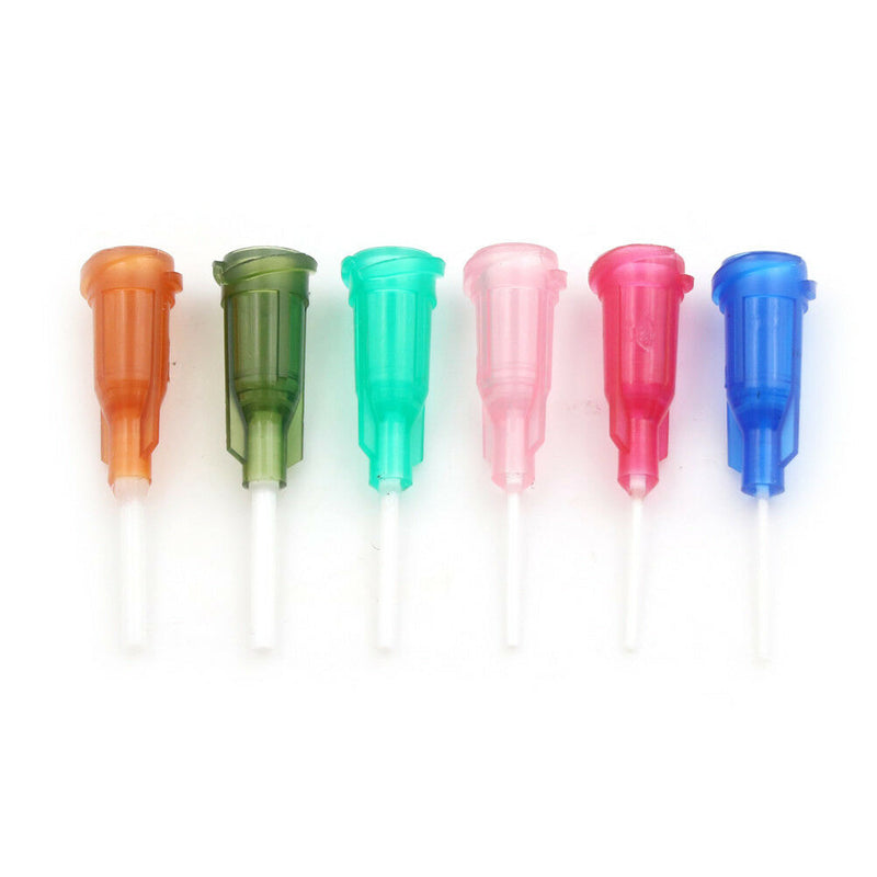 6X Mixed DIY Plastic Blunt Dispensing Syringe Needle Tips Flexible 14-25 Gau Lt