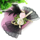 Trendy Pink Hair Clip Accessory Wedding Fascinator Mini Top Hat Bowtie Feather