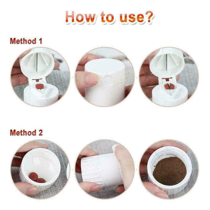 Pill Cutter Crusher Grinder splitter Powder Medicine Storage Box White T6M0 J8R3