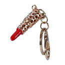 Fashion Cute Alloy Crystal Lipstick Keychain Red D3I5