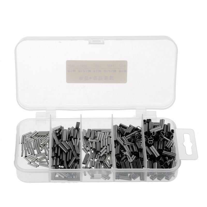 500Pcs Fishing Crimps Sleeves Full Size Kit Leader Rigging Tackle Connector