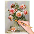 Pink Roses DIY Oil Painting Paint by Numbers Kit No Frame For Home Art Picture