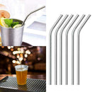 10 Piece Reusable Metal Straws Drinking Stainless Steel Brush Straw-Curved Z7I2