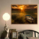 Sunset Fisher 5D DIY Round Diamond Painting Embroidery Set Cross Stitch