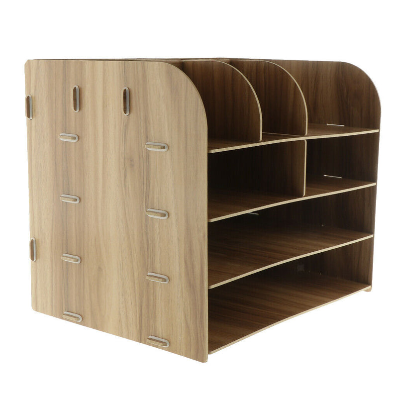 Desktop Organizer Office Storage Rack Wood Display Shelf Display gray