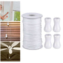 1.8mm White Braided Lift Shade Cord 55 Yards/Roll with 4x White Wood Pendant