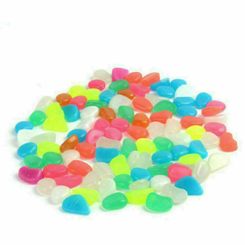 10X Glow In The Dark Colorful Fluorescent Stones Pebbles Aquarium Fish Tank I9S5
