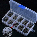 500pcs Assorted Sharpened RAtal Fishing Hooks Tackle 10Size+Box Baits Lures G6Z0