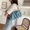 Women Pleated Shoulder Bag Chain Totes PU Cloud Messenger Handbag (Blue)