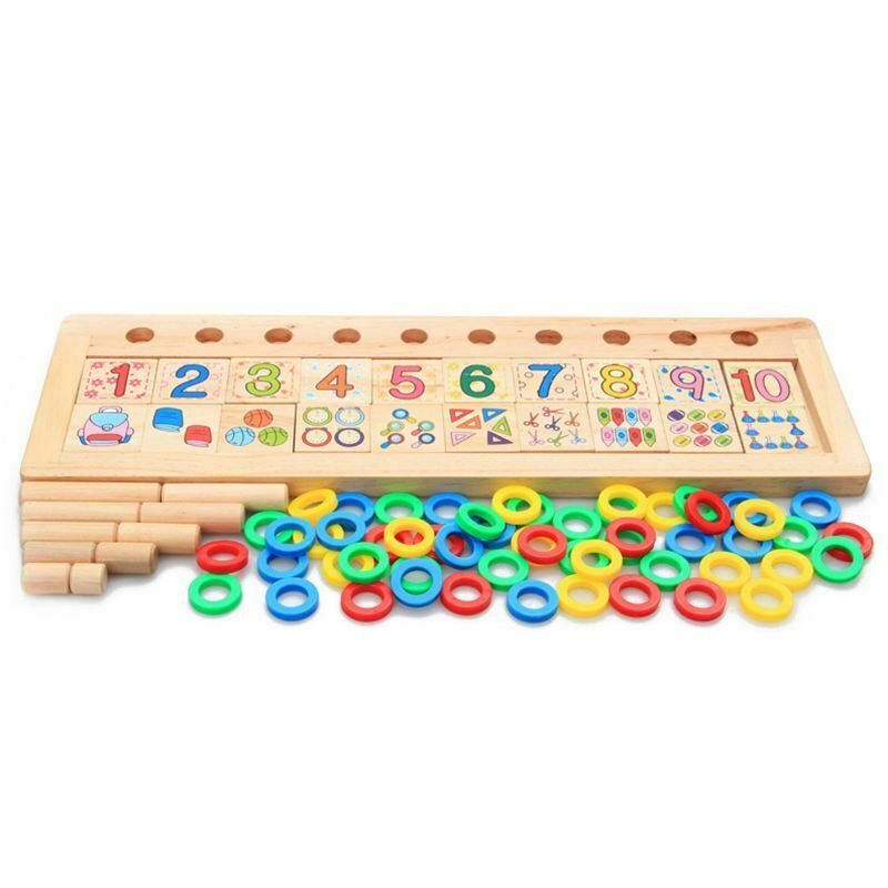 Children Wooden Montessori Materials Learning To Count Numbers Matching Ear S9Y6