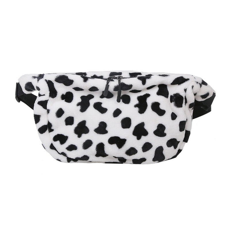 Plush Cute Milk Cow Women Handbags Cartoon Chest Shoulder Messenger Bags Totes