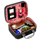 Small Square Solid Handbag Mirror Cosmetics Storage Bag Makeup Bags (Black) A