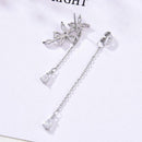 Fashion Leaf Zircon Tassel Long Earrings Drop Dangle Women Elegant Jewelry Gifts