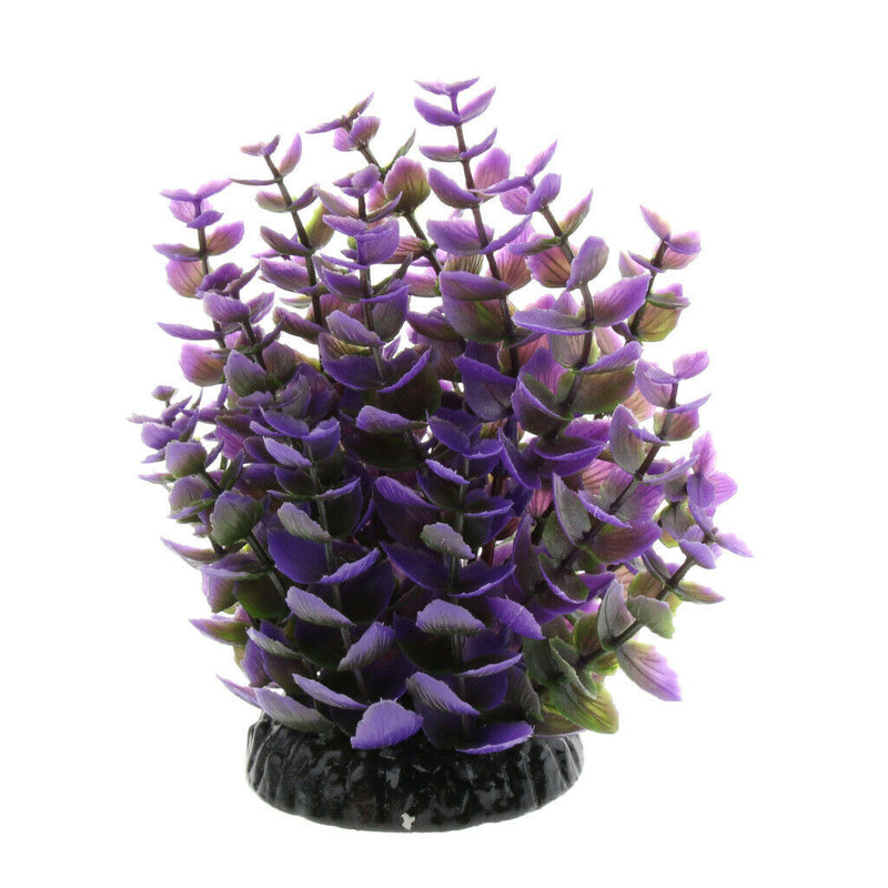 2Pcs Natural Looking Artificial Green & Purple Aquarium Plant Decor Ornament
