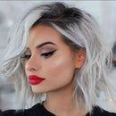 Fashion Woman's Short Curly Synthetic Hair Mixed-Color Gradient Grey Wigs Gifts